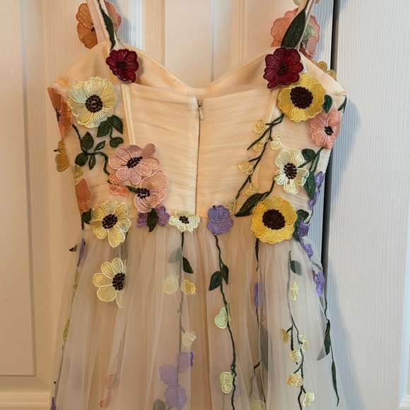 Floral Embroidered Tulle Dress - Picture 3 of 4